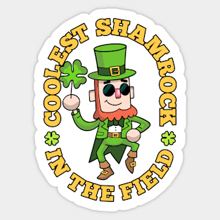 Coolest Shamrock In The Field Leprechaun St Patricks Day Sticker